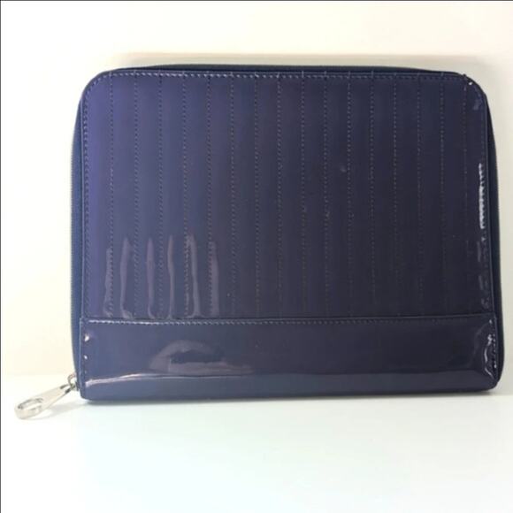 Ted Baker Quilted Patent Leather iPad Tablet Case Portfolio Purple Glossy - Picture 6 of 9